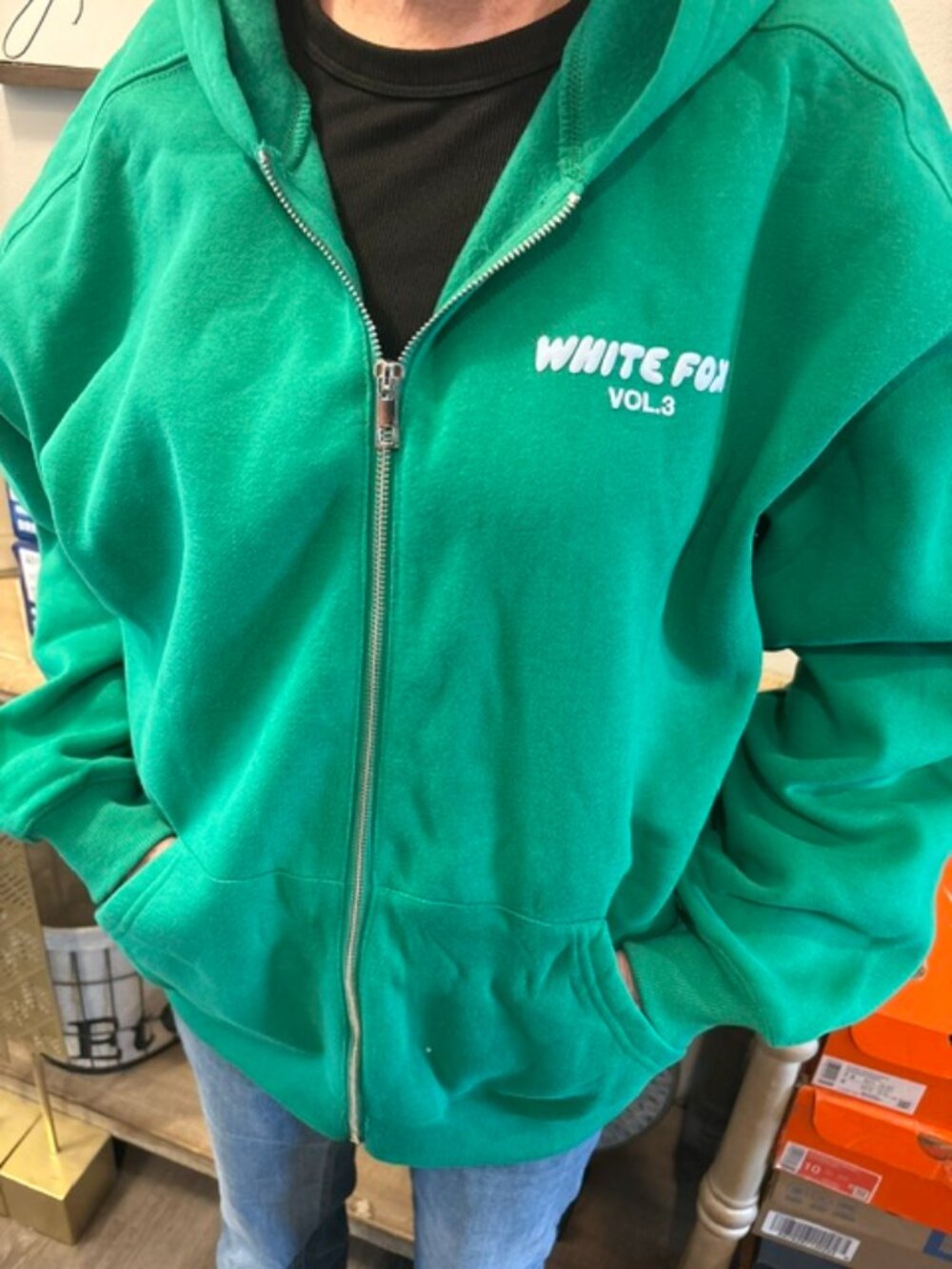 White Fox Offstage Zip Front Hoodie - Amazon